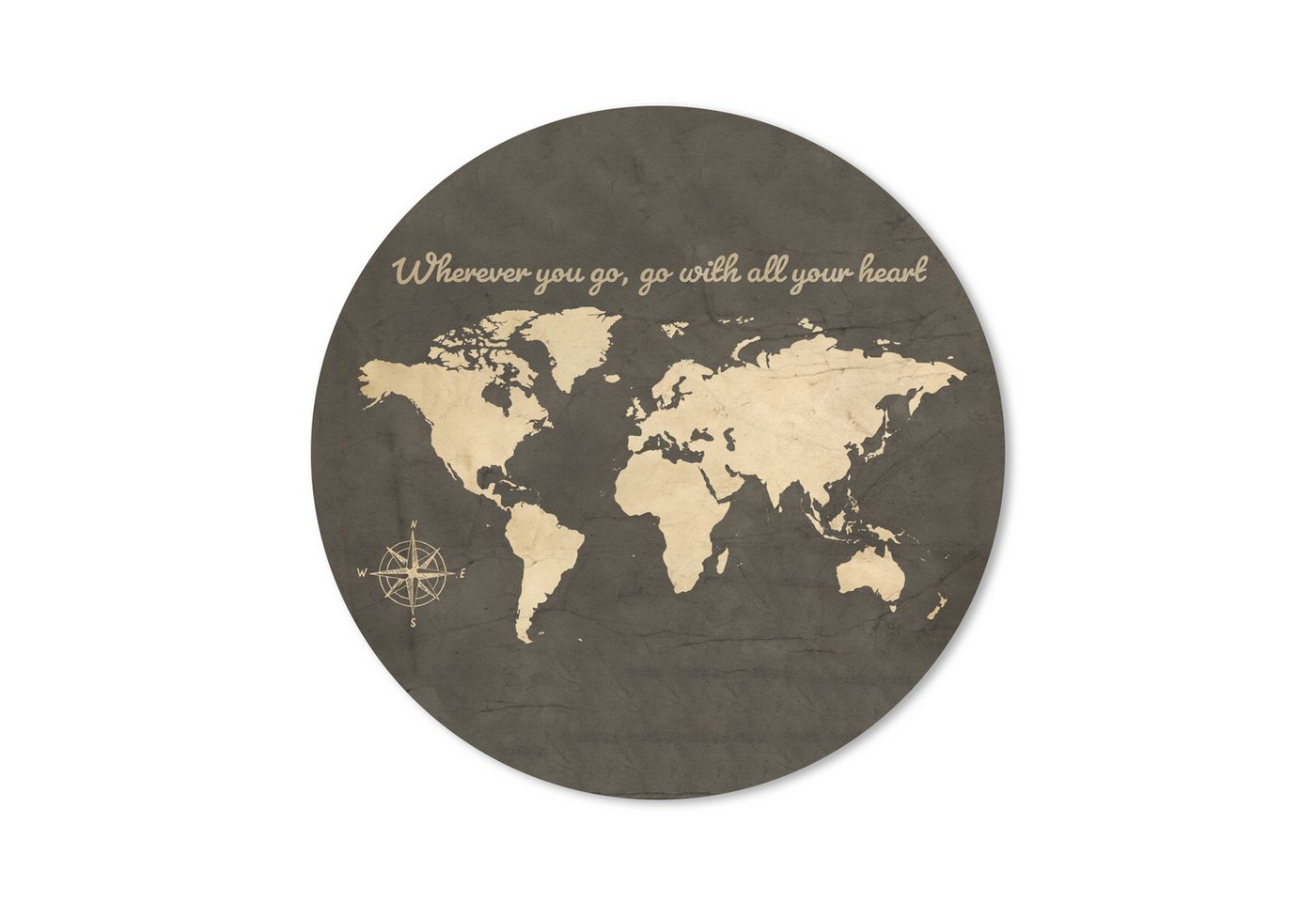 MuchoWow Mauspad Weltkarte - Vintage - Windrose (1-St), Büro für Tastatur und Maus, Mousepad Gaming, Rund 20x20 cm von MuchoWow