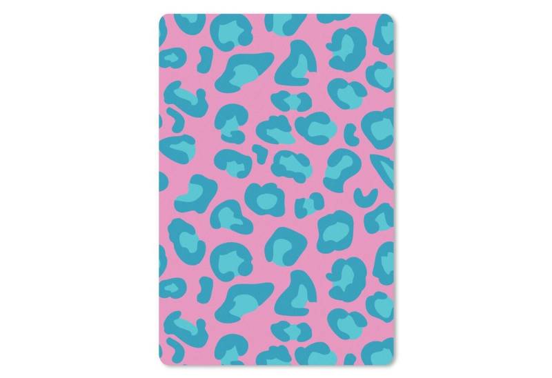 MuchoWow Mauspad Pantherdruck - Blau - Rosa - Muster (1-St), Maus Pad Klein, Gaming Zubehör, Büro Deko, 18x27 cm von MuchoWow
