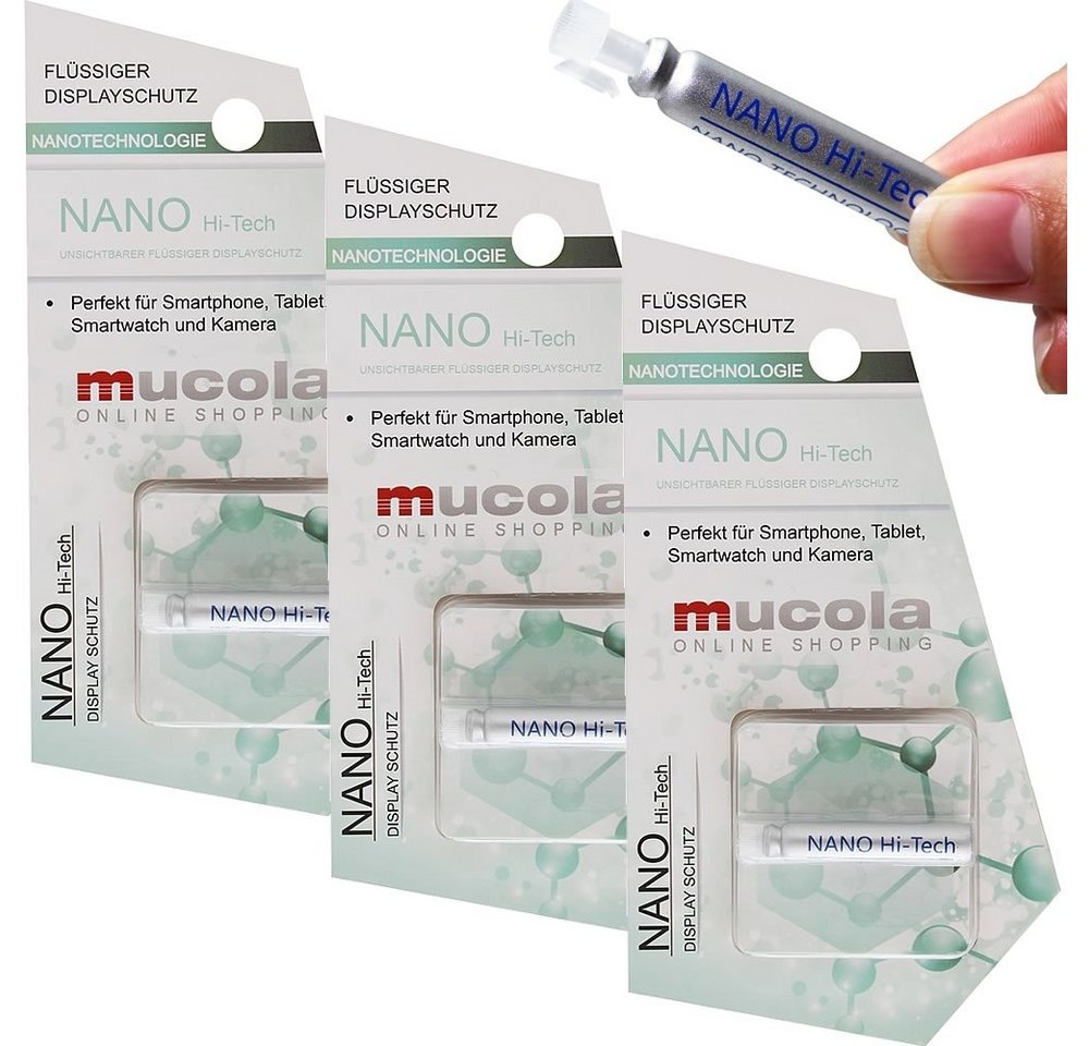 Mucola Displayschutz flüssig 3 Stück Handy Tablet Nano Protect Flüssig für Smartphone, Tablet, Flüssiger Displayschutz, Stück, 3 Stück, Mit Nano-Technologie von Mucola