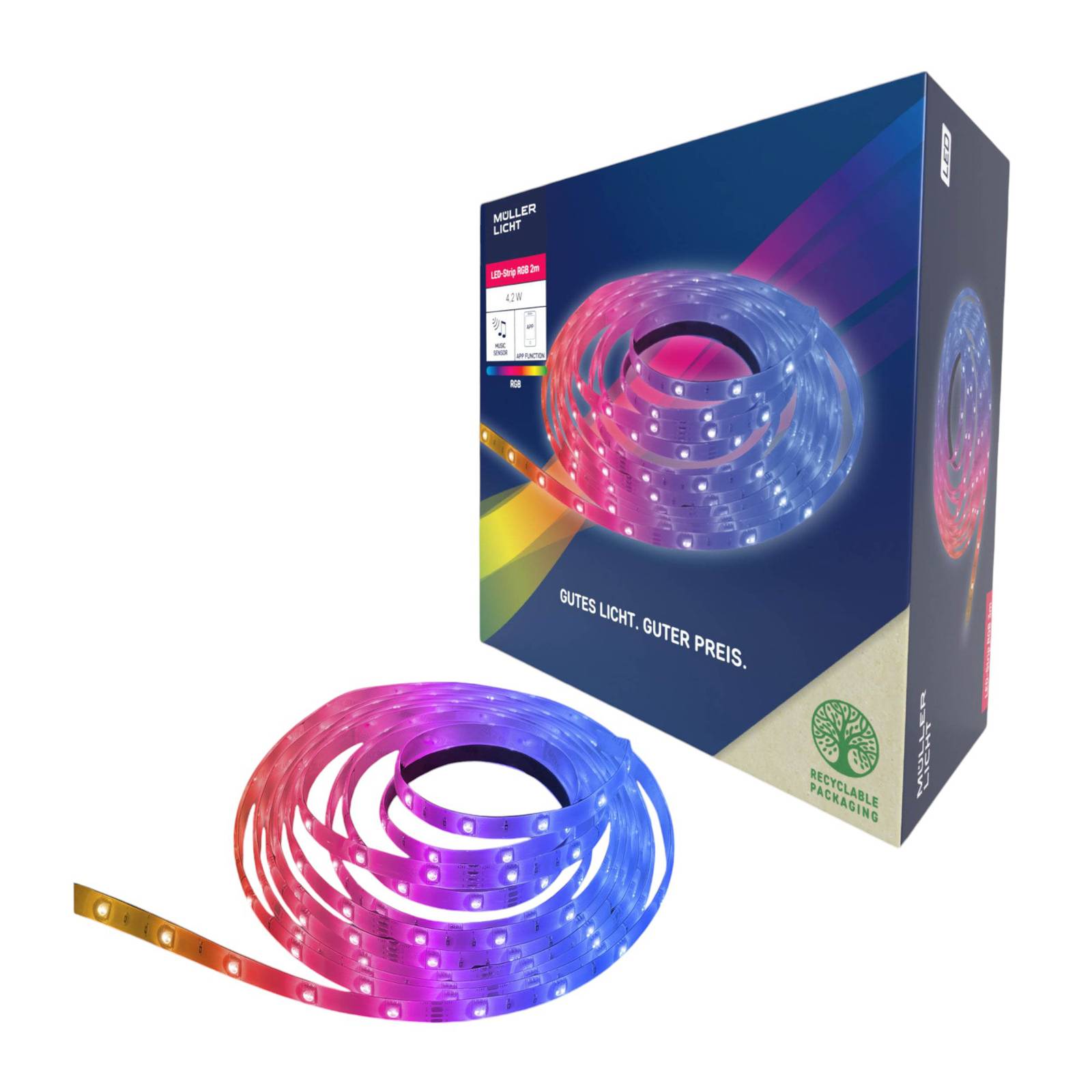 LED-Strip Smart RGB, Länge 2 m, Music-Sensor, USB, Tuya-App von Müller-Licht