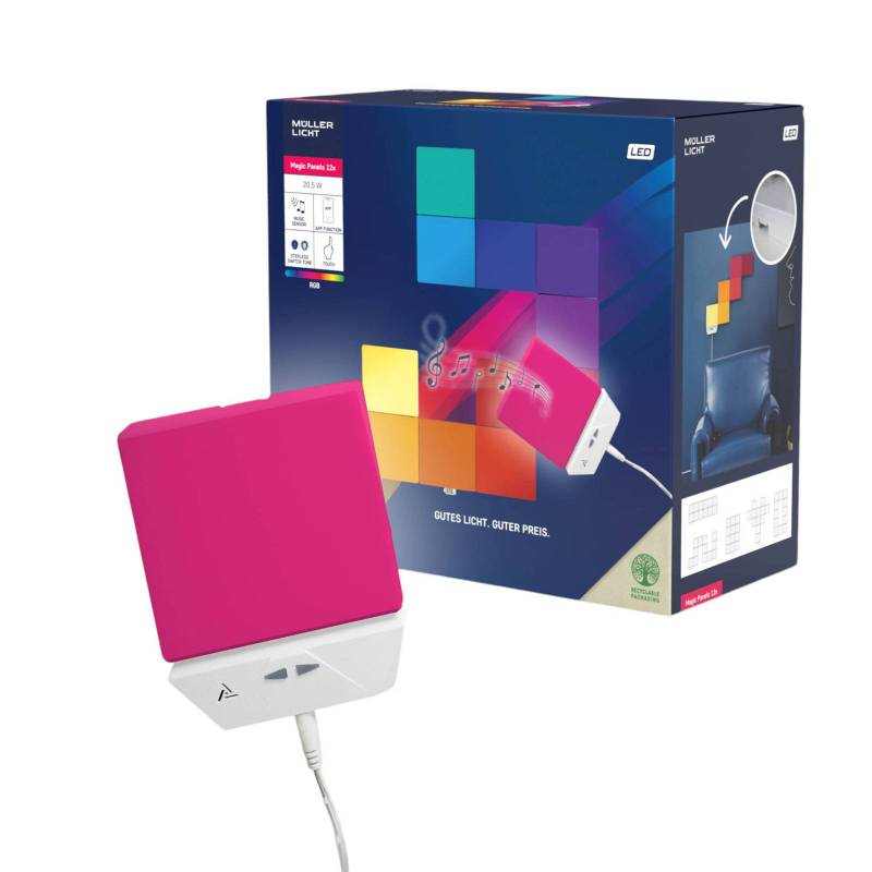 LED-Wandleuchte LED Magic Panel RGBW, quadratisch, 12er-Set von Müller-Licht
