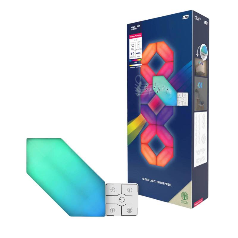 LED-Wandleuchte LED Magic Panel RGBW, sechseckig, 12er-Set von Müller-Licht