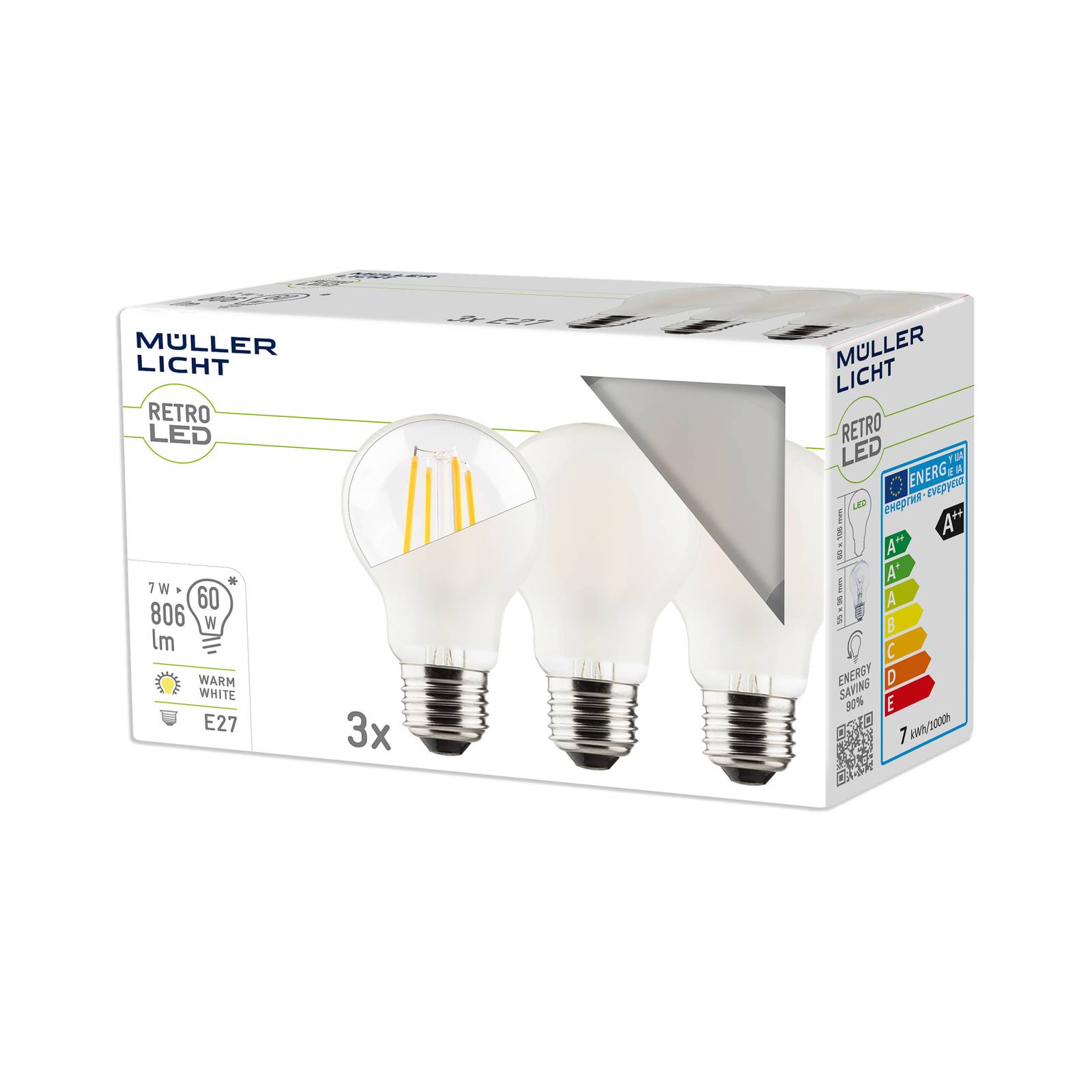Müller Licht LED-Lampe E27 7W 827 matt 3er-Pack Müller Licht LED-Lampe E27 7W 827 matt 3er-Pack von Müller-Licht