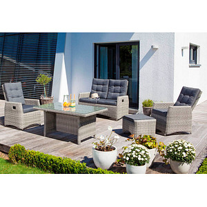 Sunny Smart® Sitzgruppe Roseville dunkelgrau, hellgrau Kunststoff, Metall, 13-teilig von Sunny Smart®