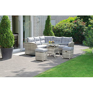 Sunny Smart® Sitzgruppe Windsor taupe Kunststoff, Metall, 16-teilig von Sunny Smart®