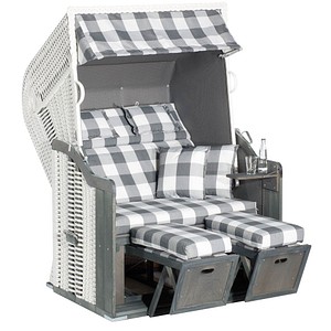 Sunny Smart® Strandkorb Rustikal 255 Plus hellgrau, weiß, dunkelgrau, weiß Kunststoff, Holz, 9-teilig von Sunny Smart®