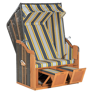 Müsing Strandkorb Sunny Smart Rustikal 50 Basic dunkelgrau, grau, gestreift, anthrazit Kunststoff, Holz, 1-teilig von Müsing