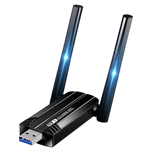 1300 Mbps USB WLAN Stick,WLAN USB Mit 2x5dbi WiFi Antennen,Adapter Mit High-Gain Antennen (Bis Zu 867Mbit/S Auf 5.8GHz Und 400Mbit/S Auf 2,4GHz,Kompatibel Mit Windows 11/10/8/7 Und Mac OSX) von Mueuton