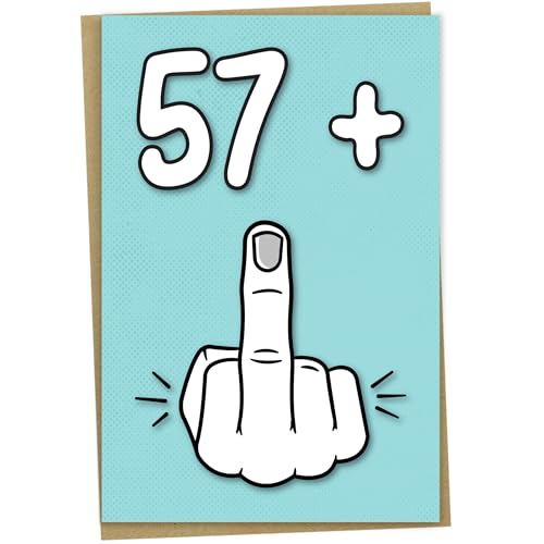 58 Geburtstagskarte 57+1 Lustige Geburtstagskarte für 58 Jahre alte Frauen oder Männer, von Mug Monster