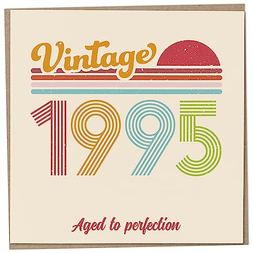 Geburtstagskarte zum 28. Geburtstag – Vintage 1995 Aged to Perfection, lustige Grußkarte für Männer und Frauen, Geburtstagskarten für Frauen, Geburtstagskarten für Männer, Schwester Geburtstagskarte, von Mug Monster