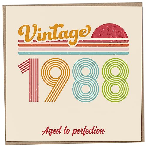 Geburtstagskarte zum 35. Geburtstag – Vintage 1988 Aged to Perfection, lustige Grußkarte für Männer und Frauen, Geburtstagskarten für Frauen, Geburtstagskarten für Männer, Schwester Geburtstagskarte, von Mug Monster