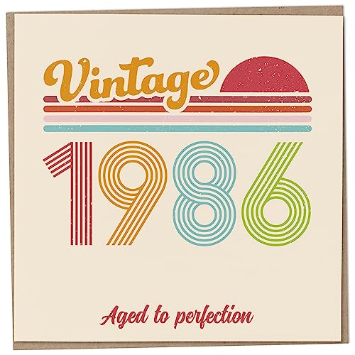 Geburtstagskarte zum 37. Geburtstag – Vintage 1986 Aged to Perfection, lustige Grußkarte für Männer und Frauen, Geburtstagskarten für Frauen, Geburtstagskarten für Männer, Schwester Geburtstagskarte, von Mug Monster