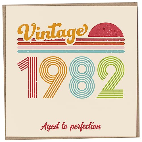 Geburtstagskarte zum 41. Geburtstag – Vintage 1982 Aged to Perfection, lustige Grußkarte für Männer und Frauen, Geburtstagskarten für Frauen, Geburtstagskarten für Männer, Schwester Geburtstagskarte, von Mug Monster