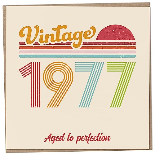 Geburtstagskarte zum 46. Geburtstag – Vintage 1977 Aged to Perfection, lustige Grußkarte für Männer und Frauen, Geburtstagskarten für Frauen, Geburtstagskarten für Männer, Schwester Geburtstagskarte, von Mug Monster