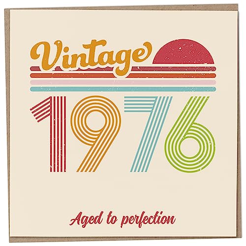 Geburtstagskarte zum 47. Geburtstag – Vintage 1976 Aged to Perfection, lustige Grußkarte für Männer und Frauen, Geburtstagskarten für Frauen, Geburtstagskarten für Männer, Schwester Geburtstagskarte, von Mug Monster