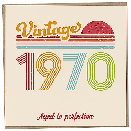 Geburtstagskarte zum 53. Geburtstag – Vintage 1970 Aged to Perfection, lustige Grußkarte für Männer und Frauen, Geburtstagskarten für Frauen, Geburtstagskarten für Männer, Schwester Geburtstagskarte, von Mug Monster