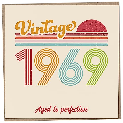 Geburtstagskarte zum 54. Geburtstag – Vintage 1969 Aged to Perfection, lustige Grußkarte für Männer und Frauen, Geburtstagskarten für Frauen, Geburtstagskarten für Männer, Schwester Geburtstagskarte, von Mug Monster