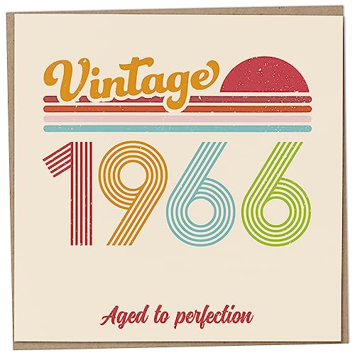 Geburtstagskarte zum 57. Geburtstag – Vintage 1966 Aged to Perfection, lustige Grußkarte für Männer und Frauen, Geburtstagskarten für Frauen, Geburtstagskarten für Männer, Schwester Geburtstagskarte, von Mug Monster