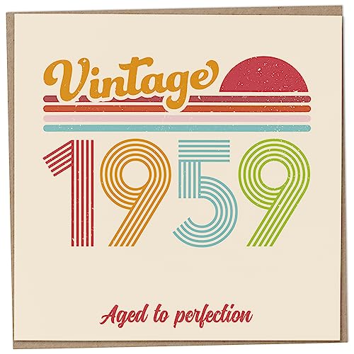 Geburtstagskarte zum 64. Geburtstag – Vintage 1959 Aged to Perfection, lustige Grußkarte für Männer und Frauen, Geburtstagskarten für Frauen, Geburtstagskarten für Männer, Schwester Geburtstagskarte, von Mug Monster