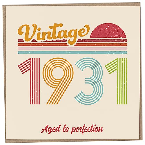 Geburtstagskarte zum 92. Geburtstag – Vintage 1931 Aged to Perfection, lustige Grußkarte für Männer und Frauen, Geburtstagskarten für Frauen, Geburtstagskarten für Männer, Schwester Geburtstagskarte, von Mug Monster