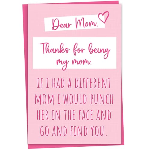 Lustige Geburtstags- oder Muttertagskarte für Mutter, Dear Mom Thanks for Being My Mom, Geburtstagskarte für Mutter, unhöfliche Karte für Mutter, unhöfliche Muttertagskarte für Mama von Mug Monster