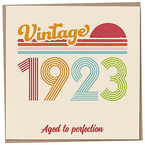 Mug Monster Geburtstagskarte zum 100. Geburtstag – Vintage 1923 Aged to Perfection, lustige Grußkarte für Männer und Frauen, Geburtstagskarten für Frauen, Geburtstagskarten für Männer, Schwester von Mug Monster