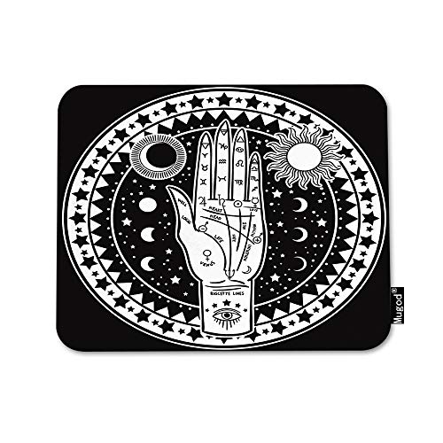 Mugod Mauspad mit der Aufschrift "Fortune Teller", mystische und okkulte Symbole, Sonne, Augen, Mond, Stern, rutschfeste Gummiunterseite, Mauspad für Computer, Laptop, PC, Zuhause, 24.1 x 20.1 cm Mugod Mauspad mit der Aufschrift "Fortune Teller", mystische und okkulte Symbole, Sonne, Augen, Mond, Stern, rutschfeste Gummiunterseite, Mauspad für Computer, Laptop, PC, Zuhause, 24.1 x 20.1 cm von Mugod