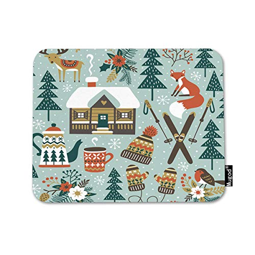 Mugod Mauspad mit niedlichen Waldtieren, Winterwald, Repetitiv, Fuchs, Vogel, Hütte, Blumen, Ski-Dekoration, Gaming-Mauspad, rechteckig, rutschfest, Gummi, für Computer, Laptop, 20 x 24 cm Mugod Mauspad mit niedlichen Waldtieren, Winterwald, Repetitiv, Fuchs, Vogel, Hütte, Blumen, Ski-Dekoration, Gaming-Mauspad, rechteckig, rutschfest, Gummi, für Computer, Laptop, 20 x 24 cm von Mugod