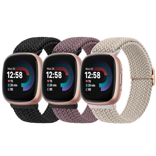 3 Stück Mugust Armband für Fitbit Versa 3 Armband/Fitbit Versa 4 Armband/Fitbit Sense Armband/Fitbit Sense 2 Armband, Elastisches Nylon Geflochtenes Ersatzarmband (Schwarz+Milchtee Farbe+Rauchviolett) 3 Stück Mugust Armband für Fitbit Versa 3 Armband/Fitbit Versa 4 Armband/Fitbit Sense Armband/Fitbit Sense 2 Armband, Elastisches Nylon Geflochtenes Ersatzarmband (Schwarz+Milchtee Farbe+Rauchviolett) von Mugust