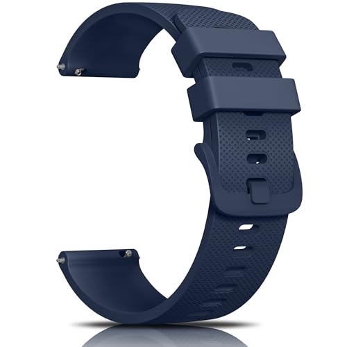 Mugust 22mm Armband für Garmin Vivoactive 4/Forerunner 255/Forerunner 265 Armband, 22mm Silikon Ersatzarmband mit Garmin Venu 2/Venu 3 (Navy blau) von Mugust