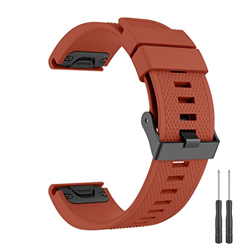 Mugust 22mm Quick Fit Armband Kompatibel Mit Garmin Fenix 5/6/7, Fenix 5 Plus/6 Pro - Silikon Ersatzarmband (Rot) von Mugust