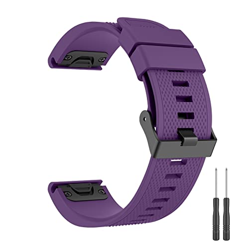 Mugust 22mm Quick Fit Armband Kompatibel Mit Garmin Fenix 5/6/7, Silikon Ersatzarmband für Fenix 5 Plus/6 Pro (Violett) von Mugust