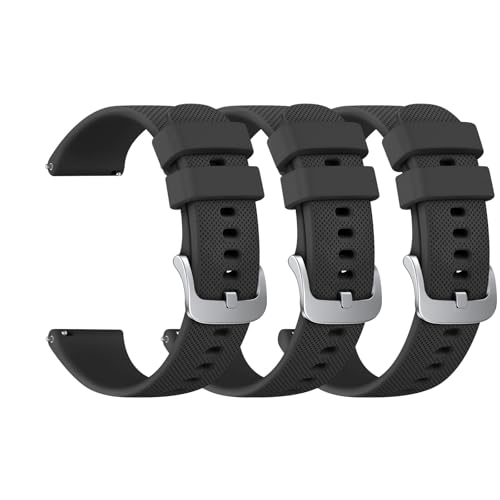 Mugust【3 Stück Armband für Garmin Venu 3S/Venu 2S/Vivoactive 4S/Vivomove 3S/Forerunner 265S Armband, 18mm Silikon Armbänder für Fossil Damen Q Venture HR 4 (Schwarz*3) von Mugust