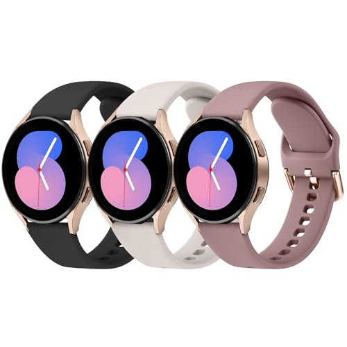 Mugust 3 Stück Armband für Samsung Galaxy Watch 5/4/6/7 Armband/Watch 5 Pro/Watch 4&6 Classic/Active 2/Watch 3 41mm, 20mm Silikon Armbänder für Damen Herren (Sternenlicht+Schwarz+Rauchviolett) Mugust 3 Stück Armband für Samsung Galaxy Watch 5/4/6/7 Armband/Watch 5 Pro/Watch 4&6 Classic/Active 2/Watch 3 41mm, 20mm Silikon Armbänder für Damen Herren (Sternenlicht+Schwarz+Rauchviolett) von Mugust