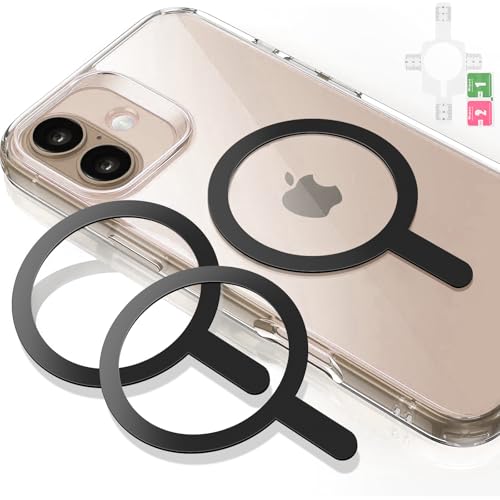 Mugust 3 Stück Metallring Aufkleber, für MagSafe Ring Magnet Kompatibel mit MagSafe Wireless Charger/Autohalterung für iPhone/Samsung/Android Phone Case Metallringe (Ohne Magnet) (Schwarz*3) von Mugust