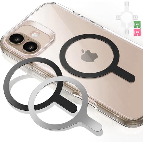 Mugust 3 Stück Metallring Aufkleber, für MagSafe Ring Magnet Kompatibel mit MagSafe Wireless Charger/Autohalterung für iPhone/Samsung/Android Phone Case Metallringe (Ohne Magnet) (Schwarz*2+Silber) von Mugust