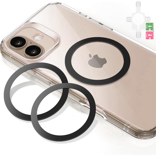 Mugust 3 Stück Metallring Aufkleber, für MagSafe Ring Magnet Kompatibel mit MagSafe Wireless Charger/Autohalterung für iPhone/Samsung/Android Phone Cases Metallringe (ohne Magnet) (Schwarz*3) von Mugust