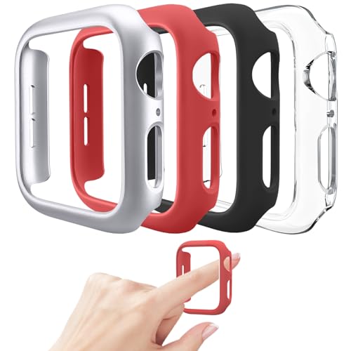 Mugust 4 Stück harte PC-Schutzhülle kompatibel mit Apple Watch SE (2. Generation), Serie 6, Serie 5, Serie 4, 40 mm, ohne Displayschutzfolie, kratzfeste Rahmenkantenabdeckung für iWatch 40 mm von Mugust