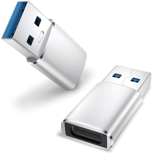 Mugust Adapter USB 3.0 auf USB C, 2er-Pack, USB C-Buchse auf USB-Stecker, Konverter-Ladekabel für iPhone 16 15 Pro Max, CarPlay, AirPods, iPad, MacBook, Samsung Galaxy S24 S25 Ultra, Silber Mugust Adapter USB 3.0 auf USB C, 2er-Pack, USB C-Buchse auf USB-Stecker, Konverter-Ladekabel für iPhone 16 15 Pro Max, CarPlay, AirPods, iPad, MacBook, Samsung Galaxy S24 S25 Ultra, Silber von Mugust