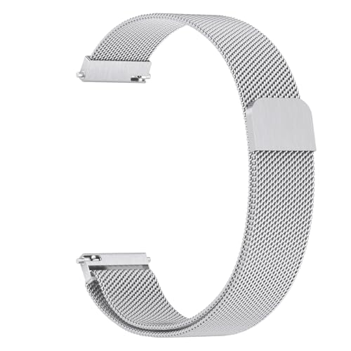 Mugust Armband für Garmin Venu 3S/Venu 2S/Vivoactive 4S/Vivomove 3S/Forerunner 265S Armband, 18mm Edelstahl Mesh Metall Ersatzarmband für Fossil Damen Q Venture HR 4 (Silber) von Mugust