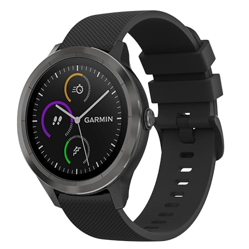 Mugust Armband für Garmin Vivoactive 3/Venu 2 Plus/Venu sq/Vivomove HR Armband für Damen und Herren, Verstellbarer klassischer Ersatzarmband mit Garmin Forerunner 55/245/645 Music (Schwarz) von Mugust