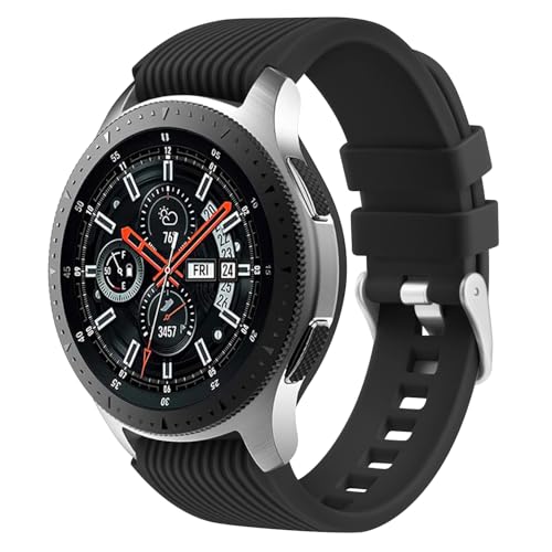 Mugust Armband für Samsung Galaxy Watch 3 45mm/Galaxy Watch 46mm/Huawei GT 2 46mm Armband für Damen und Herren, Verstellbarer Silikon Sport Ersatzarmband für Samsung Gear S3 Frontier (Schwarz) von Mugust