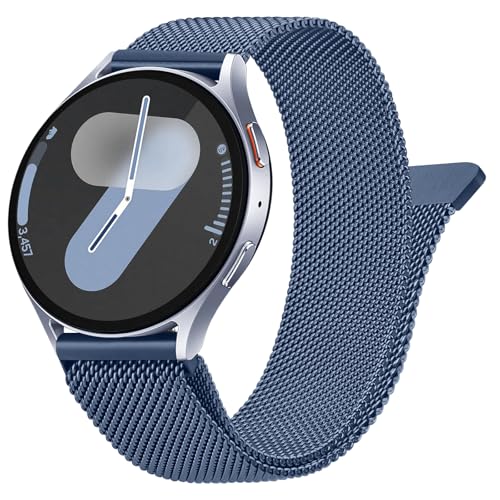Mugust Armband für Samsung Galaxy Watch 7/6/5/4 40mm 44mm/5 Pro/4 Classic/6 Classic/FE 40mm/Watch 3 41mm/ Active 2 Metall armband (Navy blau) von Mugust
