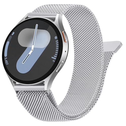 Mugust Armband für Samsung Galaxy Watch 7/6/5/4 40mm 44mm/5 Pro/4 Classic/6 Classic/FE 40mm/Watch 3 41mm/ Active 2 Metall armband (Silber) von Mugust