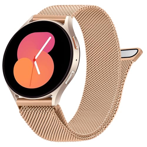 Mugust Armband kompatibel für Samsung Watch 4 40mm/ 4 44mm Armband, Edelstahl Mesh Metall Ersatzarmband für Samsung Watch 4 Classic 46mm 42mm für Damen und Herren (Roségold) von Mugust