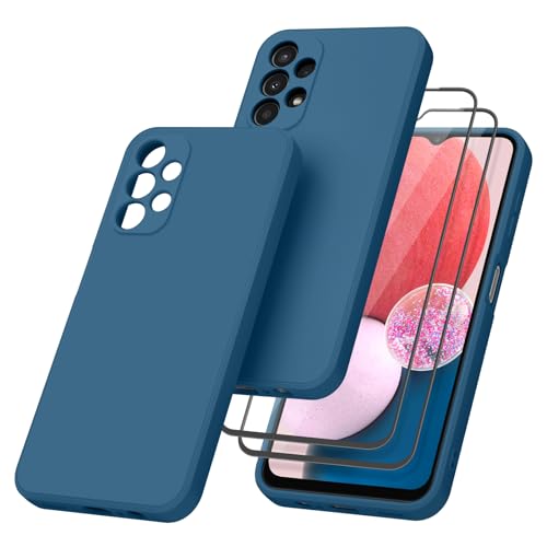Mugust HandyHülle für Samsung Galaxy A13 4G Hülle, 【1 Hülle + 2 Stück Panzerfolie】für Samsung Galaxy A13 4G, Vollschutz Flüssigsilikonhülle 360 Grad Schutzhülle für Samsung A13 4G (Navy blau) Mugust HandyHülle für Samsung Galaxy A13 4G Hülle, 【1 Hülle + 2 Stück Panzerfolie】für Samsung Galaxy A13 4G, Vollschutz Flüssigsilikonhülle 360 Grad Schutzhülle für Samsung A13 4G (Navy blau) von Mugust