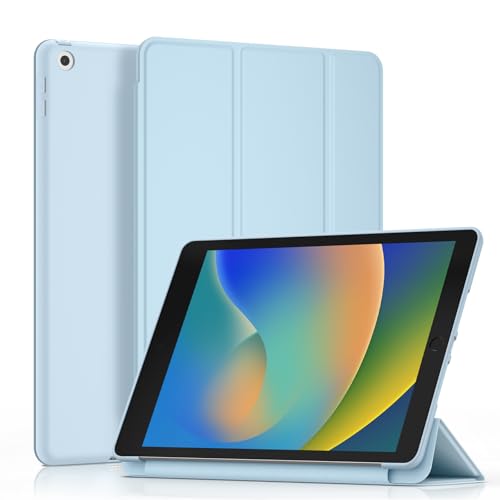 Mugust Hülle für iPad 9. Generation 2021/iPad 8. Generation 2020/iPad 7. Generation 2019, Schutzhülle Smart Case Cover Kompatibel mit iPad 10,2 Zoll (Hellblau) von Mugust