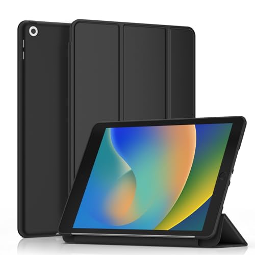 Mugust Hülle für iPad 9. Generation 2021/iPad 8. Generation 2020/iPad 7. Generation 2019, Schutzhülle Smart Case Cover Kompatibel mit iPad 10,2 Zoll (Schwarz) von Mugust