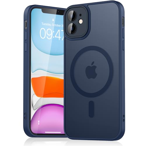 Mugust Magnetisch Hülle für iPhone 11 Hülle, Matt Handyhülle Kompatibel mit MagSafe, Mattierte Durchscheinende Rückseite Schutzhülle Handyhülle für iPhone 11 (Dunkelblau) von Mugust