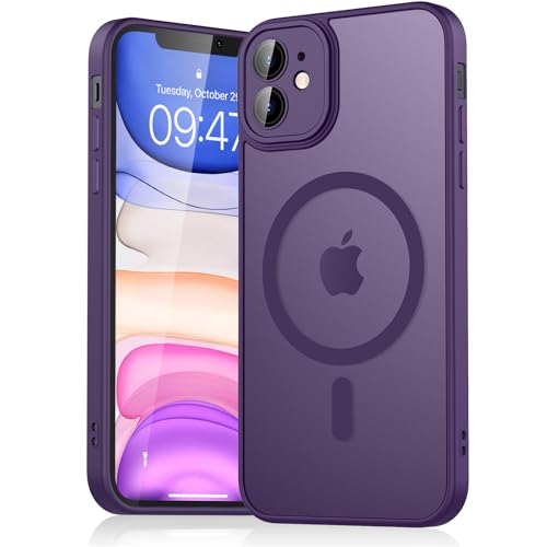 Mugust Magnetisch Hülle für iPhone 11 Hülle, Matt Handyhülle Kompatibel mit MagSafe, Mattierte Durchscheinende Rückseite Schutzhülle Handyhülle für iPhone 11 (Dunkelviolett) von Mugust
